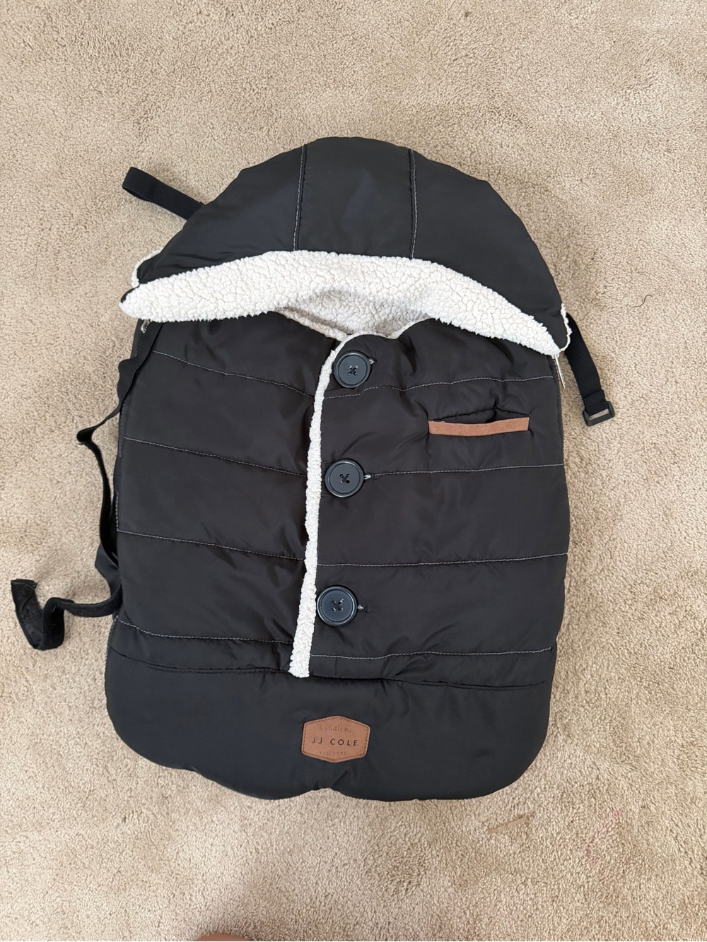 JJ Cole Black Infant Footmuff with Sherpa Lining